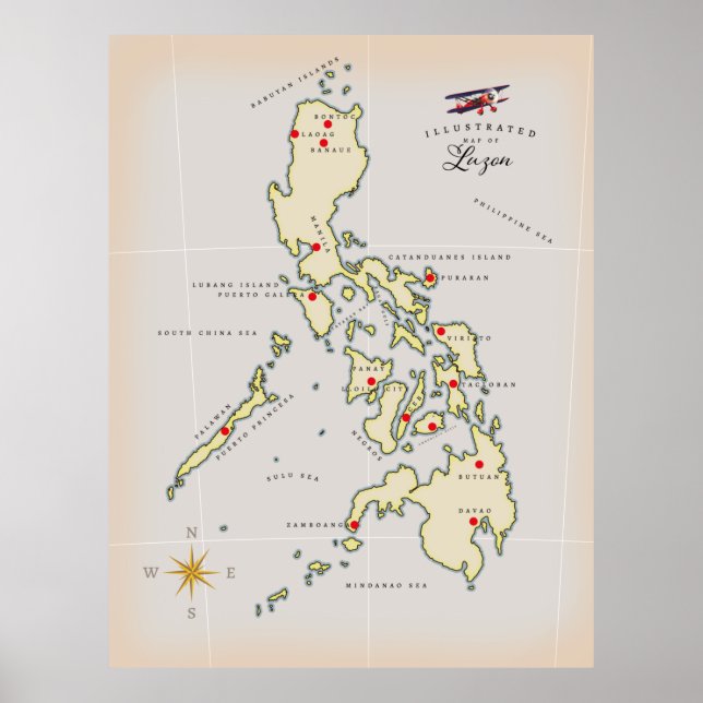 Póster Mapa ilustrado de Luzón mapa de Filipinas (Frente)
