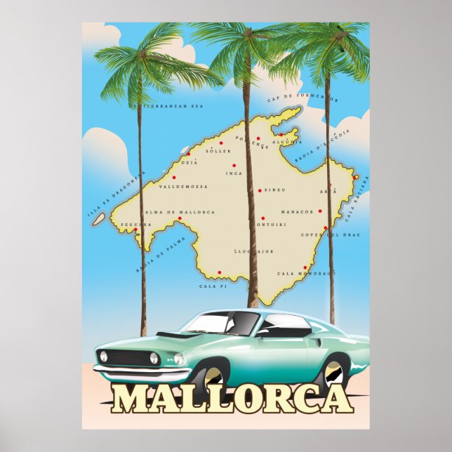 Póster Mapa ilustrado de Mallorca (Frente)