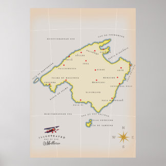 Póster Mapa ilustrado de Mallorca