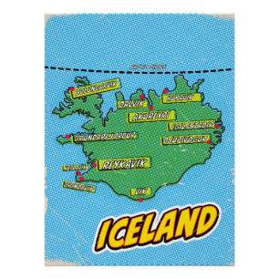 Póster Mapa ilustrado de Nueva York en estilo Pop Art