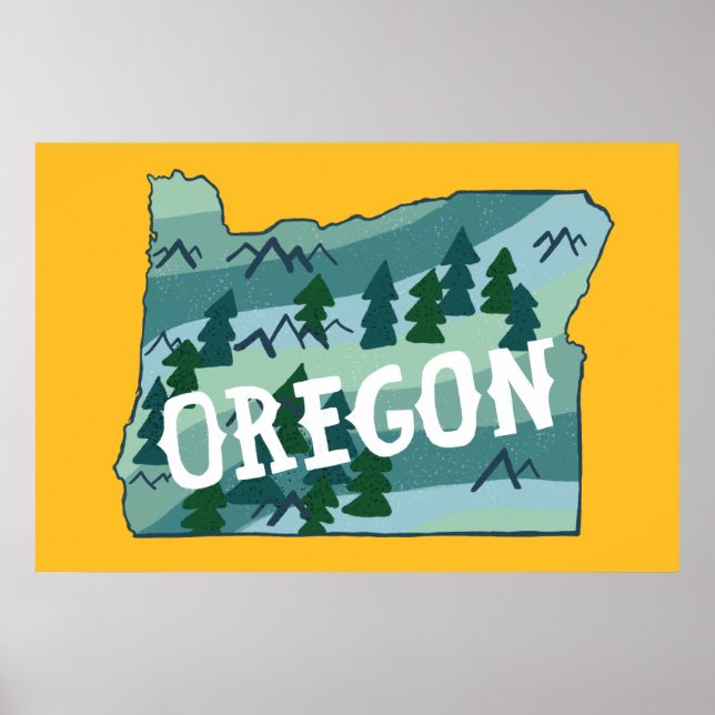 Póster Mapa ilustrado de Oregón (Frente)