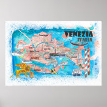 Mapa ilustrado de Venecia Italia con las principal
