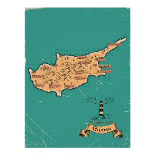 Póster Mapa ilustrado de viajes Chipre