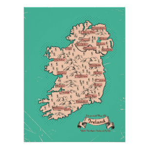 Póster Mapa ilustrado de viajes de Irlanda