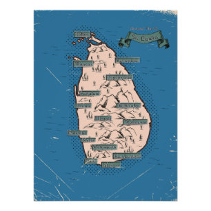 Póster Mapa ilustrado de viajes de Sri Lanka