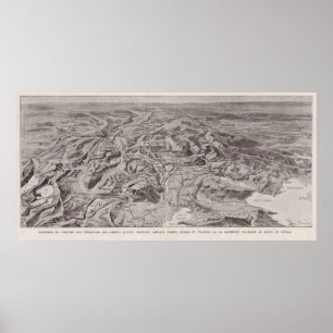 Póster Mapa ilustrado del vintage de Albania, Serbia,