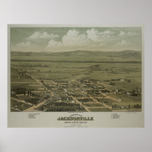 Póster Mapa ilustrado del vintage de Jacksonville O