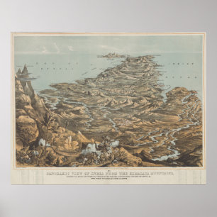 Póster Mapa ilustrado del vintage de la India de Himalaya