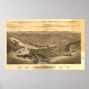 Póster Mapa ilustrado del vintage de Victoria Vancouver