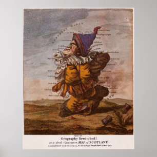 Póster Mapa ilustrativo de época de Escocia (1794)