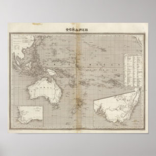 Póster Mapa incoloro de Oceanía