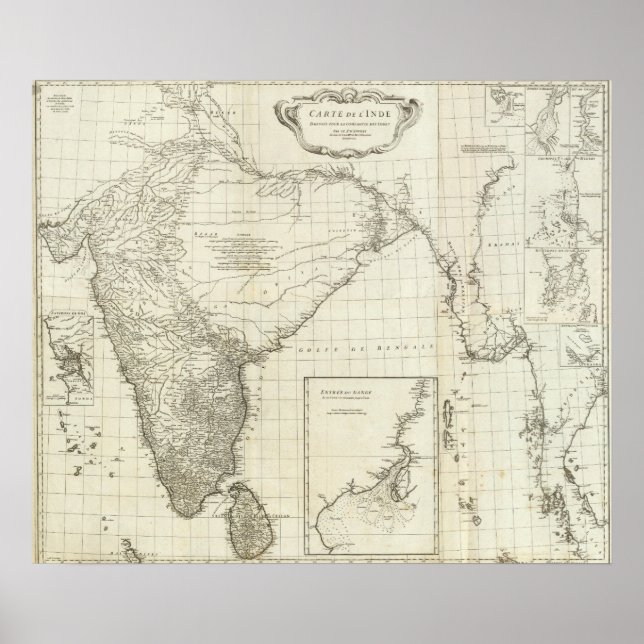Póster Mapa indio (Frente)