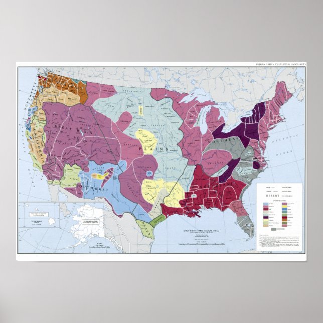 PÓSTER MAPA: INDIOS ESTADOUNIDENSES (Frente)