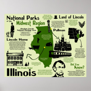 Póster Mapa Infográfico del Parque Nacional de Illinois