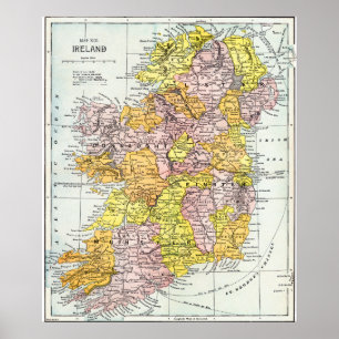 Póster MAPA: IRLANDA, c1890