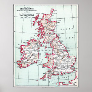 Póster MAPA: ISLAS BRITISH, c1890
