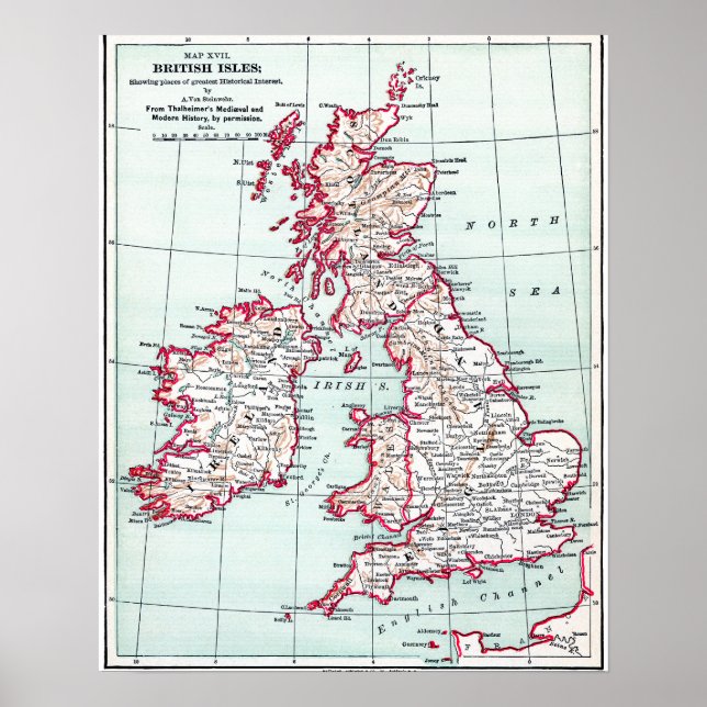 Póster MAPA: ISLAS BRITISH, c1890 (Frente)