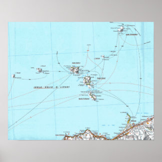 Póster mapa isole eolie mappa