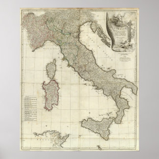 Póster Mapa italiano