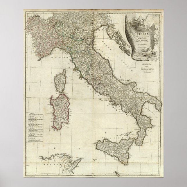 Póster Mapa italiano (Frente)