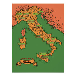 Póster Mapa italiano de época