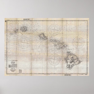 Póster Mapa japonés de Pearl Harbor de Hawái de 1939