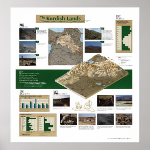 Póster Mapa kurdo 1992 de las tierras