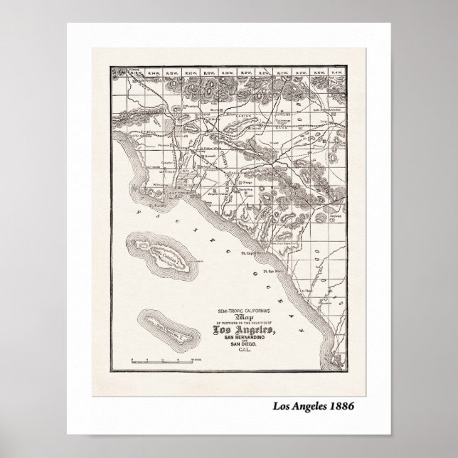 Póster Mapa LA de 1886 (Frente)
