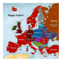 Mapa lingüístico de Europa: Poster de Pascua
