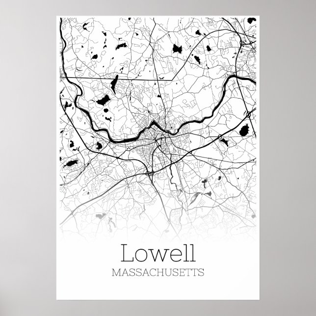 Póster Mapa Lowell - Massachusetts - Poster de Mapas de l (Frente)