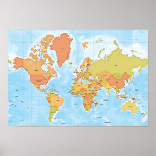 Póster Mapa luminoso del mundo