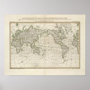 Póster Mapa magnético del mundo