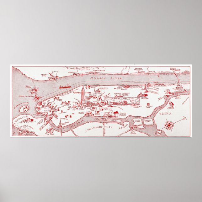 Póster MAPA: MANHATTAN, c1935 (Frente)