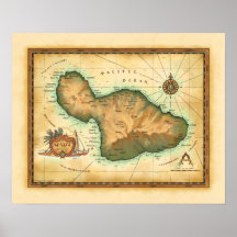 Mapa Maui de las Islas Hawái