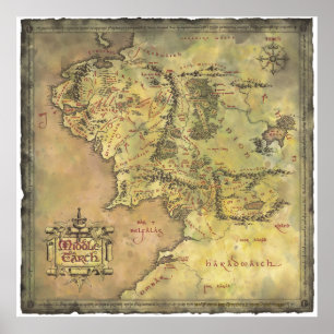 Póster Mapa medio de la tierra