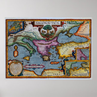 Póster Mapa mediterráneo del siglo XVII