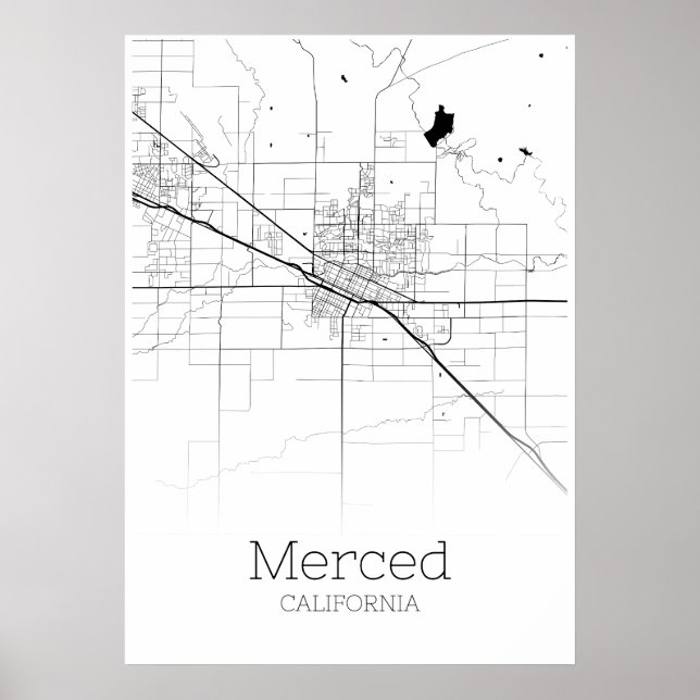 Póster Mapa Merced - California - Poster de mapas de ciud (Frente)