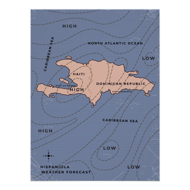 Póster Mapa meteorológico de La Española (Anverso)