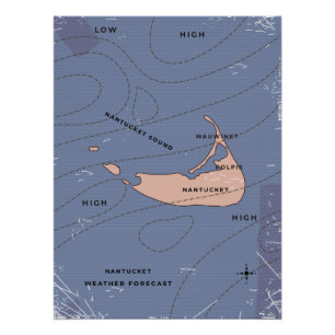 Póster Mapa meteorológico de Nantucket USA