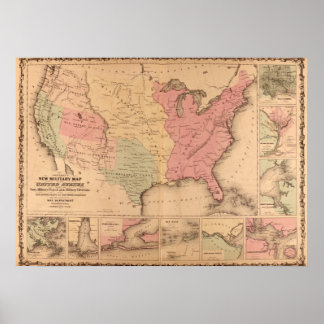 Póster Mapa militar de la guerra civil estadounidense de 
