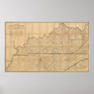 Póster Mapa militar de los Estados de Kentucky