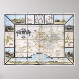 PÓSTER MAPA MINERA DE TOMBSTONE ARIZONA 1881