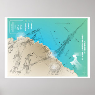 Póster Mapa minero submarino de Cornish