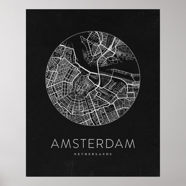 Póster Mapa minimalista de Amsterdam City (Frente)