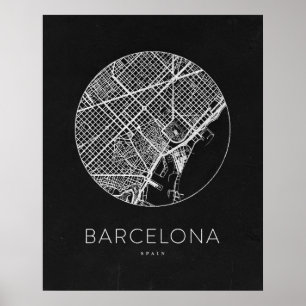Póster Mapa minimalista de Barcelona