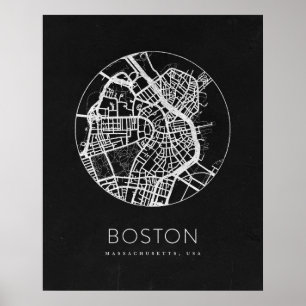 Póster Mapa minimalista de Boston