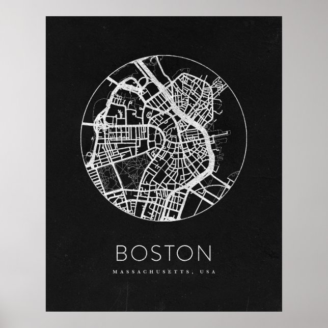 Póster Mapa minimalista de Boston (Frente)