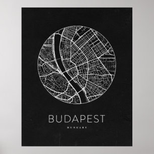 Póster Mapa minimalista de Budapest