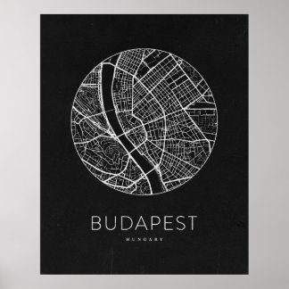 Póster Mapa minimalista de Budapest