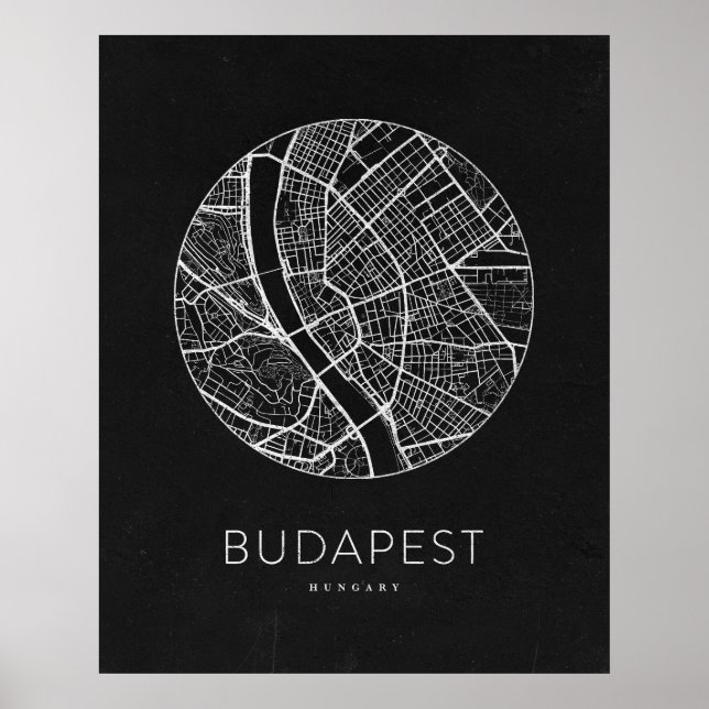 Póster Mapa minimalista de Budapest (Frente)